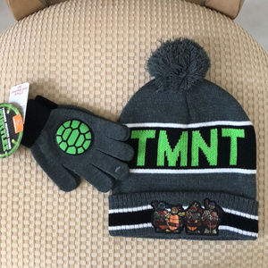 TMNT Ninja Turtles Hat and Gloves Col Weather Set